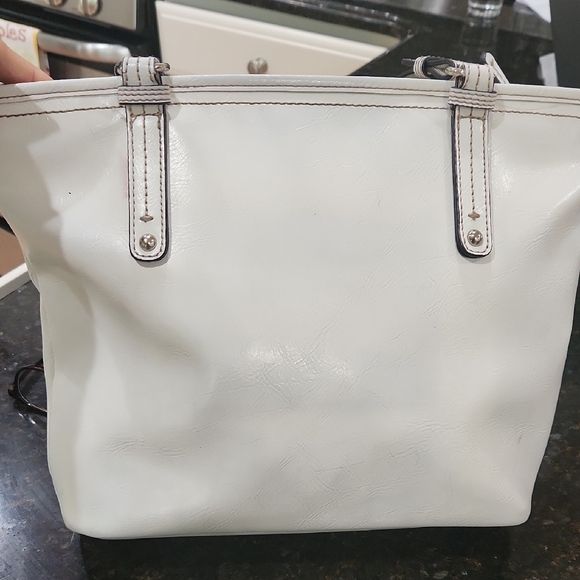 Nine West White Structured Tote with Silver Hardware - Picture 15 of 17